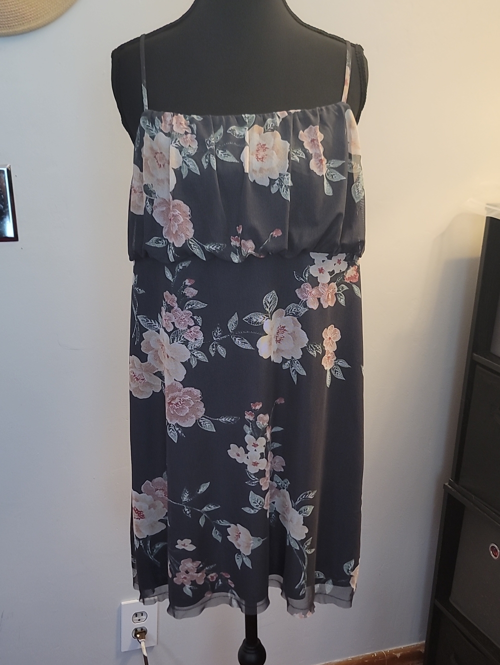 NWT American Eagle Outfitters Gray Midi Spaghetti Strap Dress
